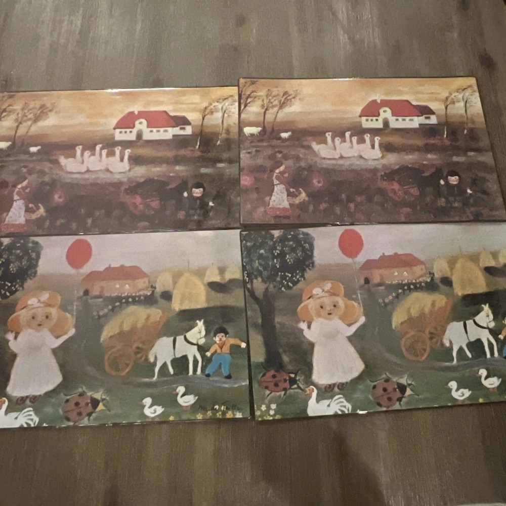 Vintage Dinner Table Placemat Set 4 Retro Kitchen Housewares  Table Setting Cafe